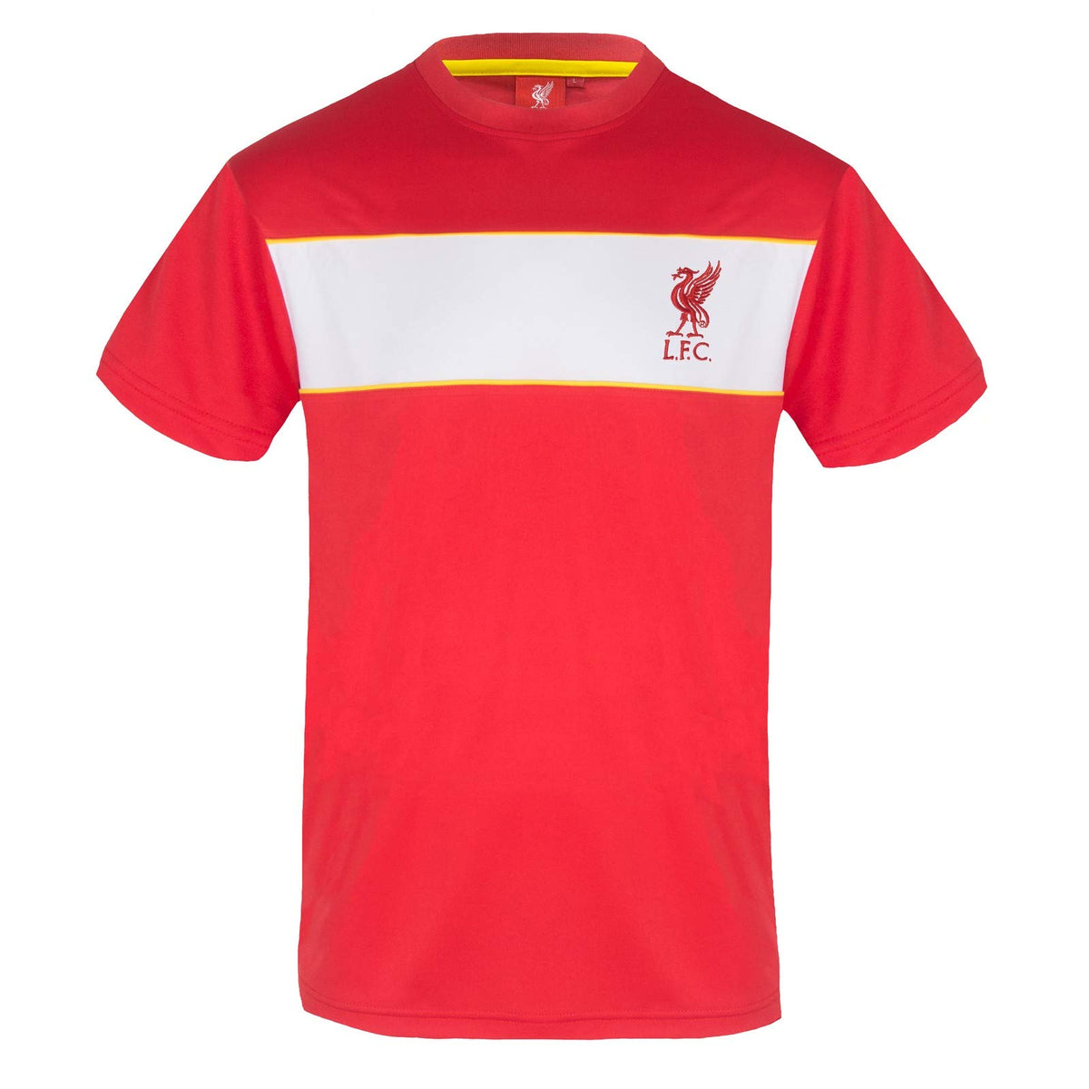 Liverpool FC T-Shirt Mens Poly - Official Gift - Red White Stripe Large