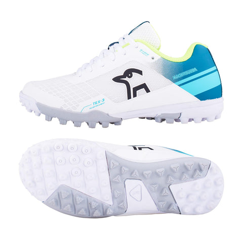 Kookaburra Men's Modern Cricket Shoe, White Teal, Junior Size 12