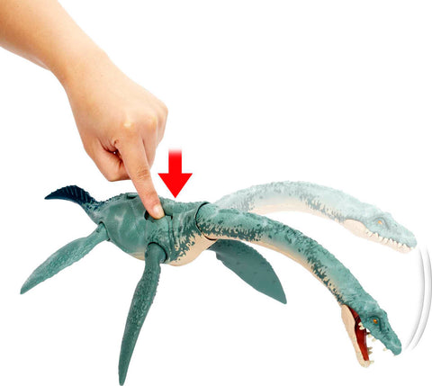 Mattel Jurassic World Gigantic Trackers Dinosaur Toy, Elasmosaurus Action Figure with Movement & Tracking Accessory, 14-in Long
