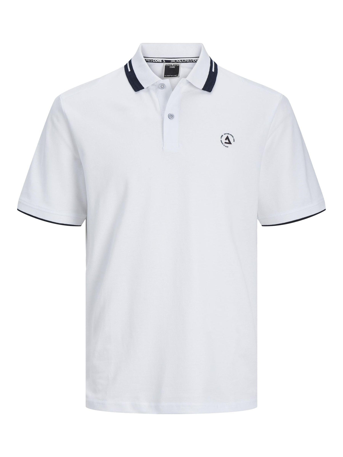 JACK & JONES Men's Jcohass Logo Polo Ss Sn Shirt, White, M