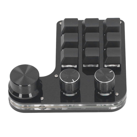 Walfront 9 Keys 3 Knobs Mini Mechanical Keypad RGB LED Dustproof Red Switch Gaming Keypad Supports Keypad Programming Macro for Office and Gaming