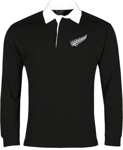 Old School Football New Zealand Long Sleeve Rugby Shirt Embroidered Logo (M)