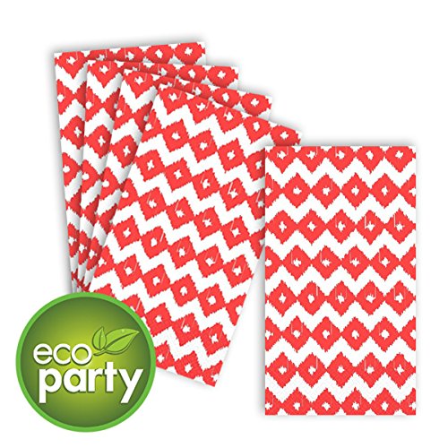 Amscan Coral Diamond Disposable 2 Ply Eco Paper Guest Towels Tableware (16 Piece), 8" x 4.3", Red