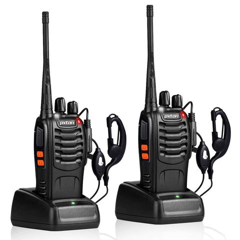 pxton Walkie Talkies Rechargeable Long Range Two-Way Radios with Earpieces,2-Way Radios UHF Handheld Transceiver Walky Talky with Flashlight Li-ion Battery and Charger?2 Pack?