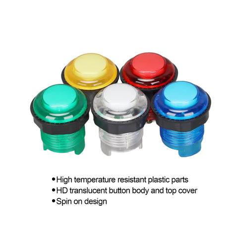 Leapiture Arcade Buttons, 5pcs Arcade Game Push Buttons Professional LED Illuminated 5V 12V Game Buttons Built in Switch for Arcade Machine Games DIY Kit Parts(12V)