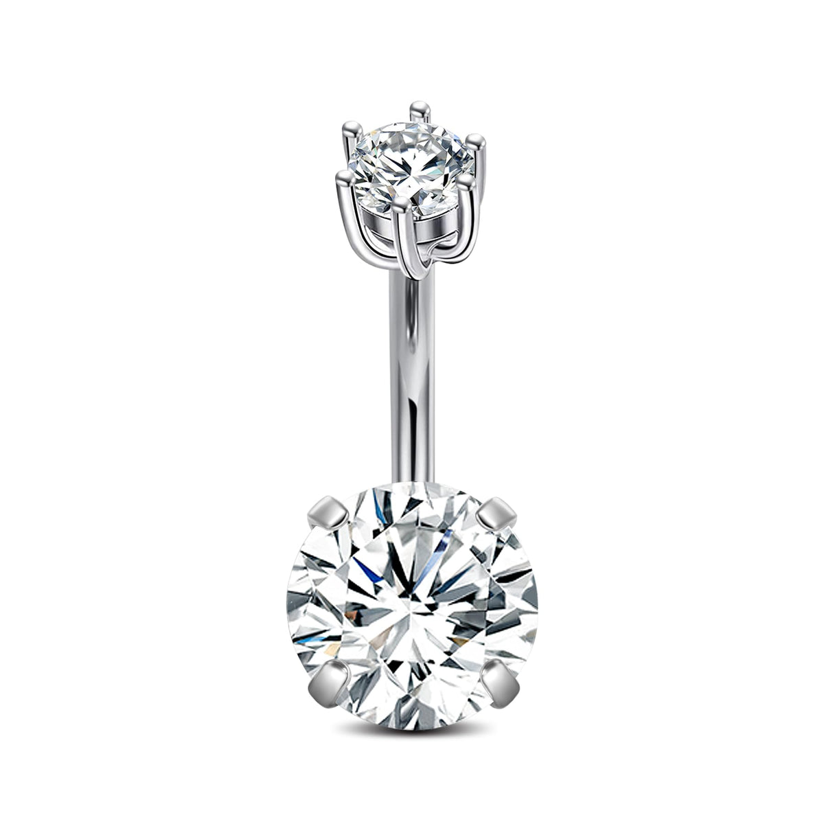 Cizme 925 Sterling Silver 14G Belly Bar 8mm Navel Belly Button Ring Barbell with CZ Piercing Jewellery