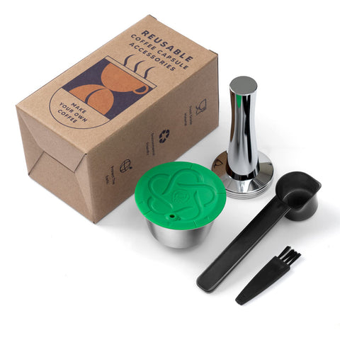 RECAFIMIL Dolce Gusto Reusable Coffee Capsules, Refillable Stainless Steel Coffee Pods with Rich Cream for Dolce Gusto Coffee Machines, 1 Capsule + 1 Tamper