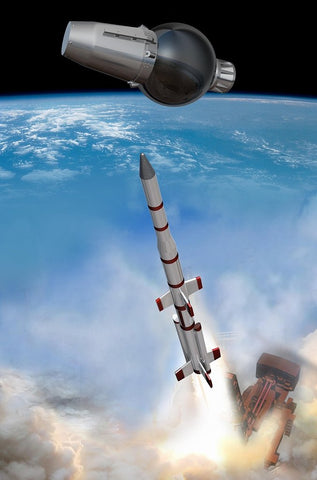 Aoshima Models 1/20 Ohsumi First Japanese Satellite and 1/150 Lambda Launch Vehicle