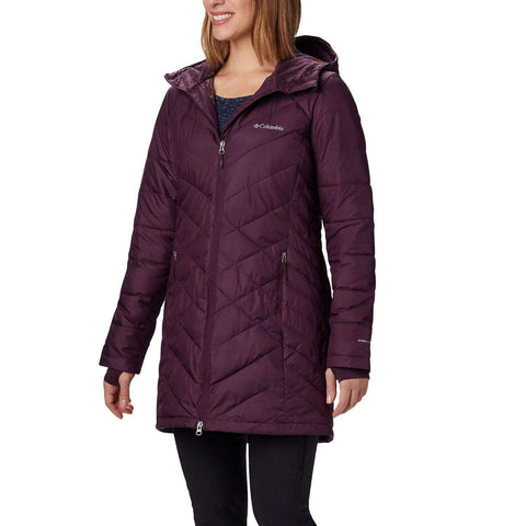 Columbia Women's Standard Heavenly Long Hooded Jacket, Black Cherry, X-Small