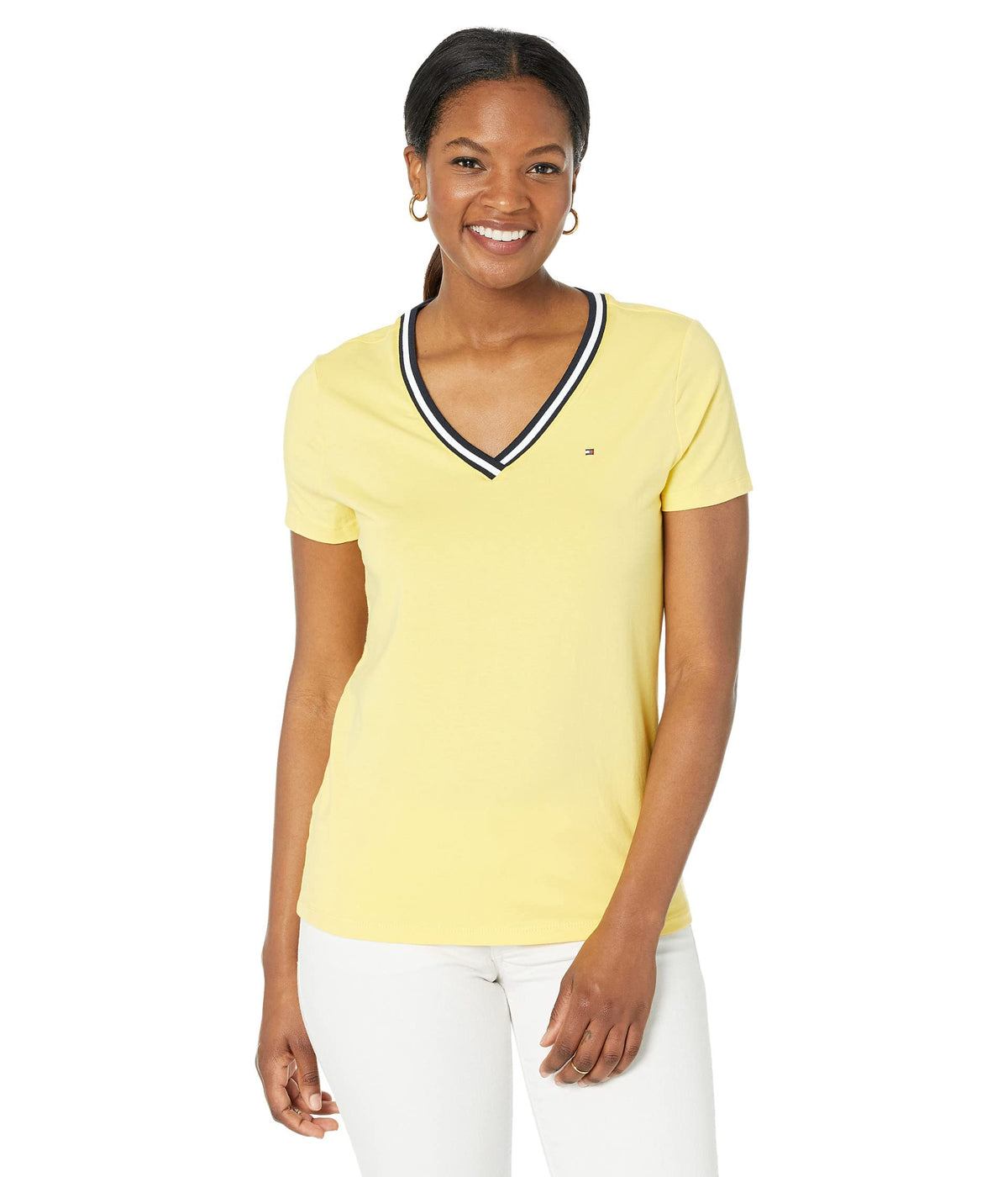 Tommy Hilfiger Women's V-Neck Tee, Iconic Snapdragon, XL