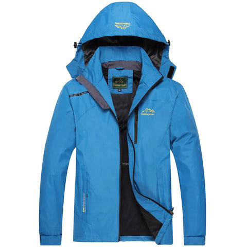 GIISAM Mens Waterproof Rain Jackets Lightweight Windbreaker Rain Suits for Men with Hooded Blue Packable Mens Raincoats