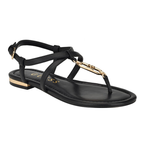 GUESS Women's MEAA Sandal, Black 001, 6.5