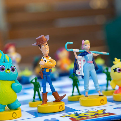 USAOPOLY Disney Pixar Toy Story Collector's Chess Set | Featuring Toy Story 4 Characters - Jessie, Buzz Lightyear, Bo Peep, Woody | 32 Custom Sculpted Collectible Chess Pieces