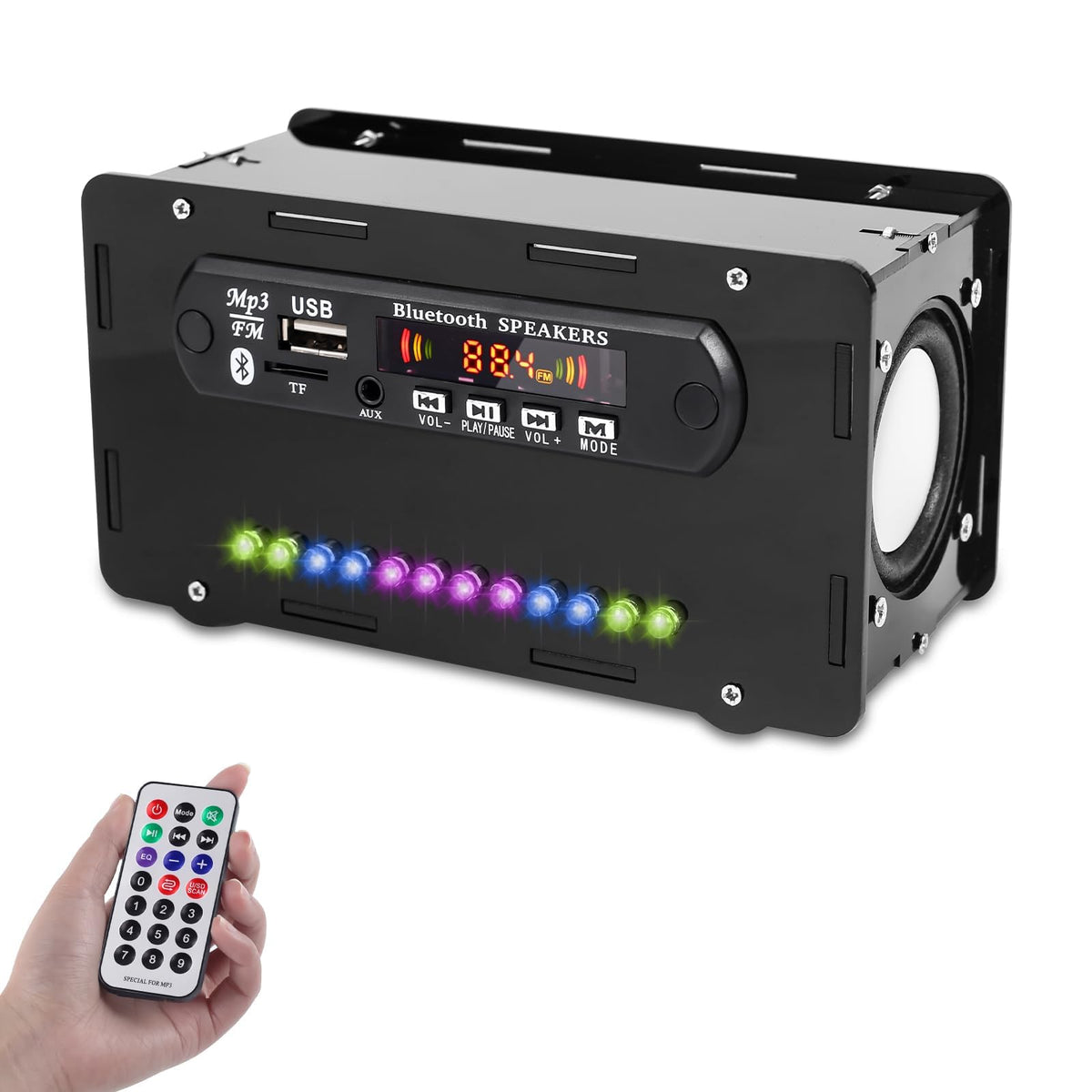 DONGKER DIY Electronic Soldering Kit Bluetooth Speaker Kit with FM Radio, Mini Home Stereo Sound Amplifier with LED Indicator Light, DIY Radio Kits, Speaker Box with Remote Control
