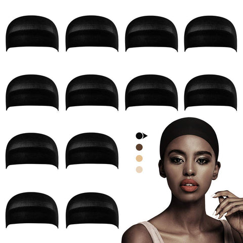 Dreamlover Black Wig Cap to Hold Wig in Place, Bald Cap for Wigs, Wig Cap for Wig Making, 12 Pieces