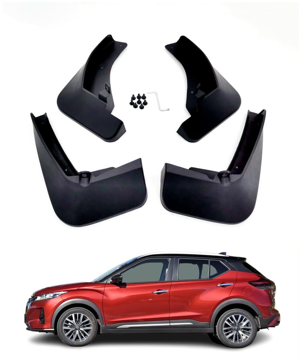 WGGDRAQQ 4pcs Mud Flaps Splash Guards Fits Nissan Kicks 2017-2023 Front Rear Auto Car Accessories