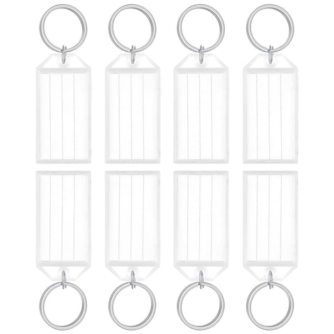 Uniclife 20 Pieces Key Tags 5 cm Plastic Key Chain Tags with Ruled Blank Paper Labels Transparent Covers and Split Rings Sturdy Item Identifiers, White