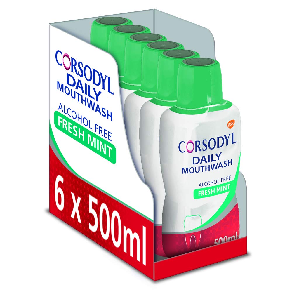 Corsodyl Gum Care Daily Mouthwash Fresh Mint, 500 ml, Pack of 6