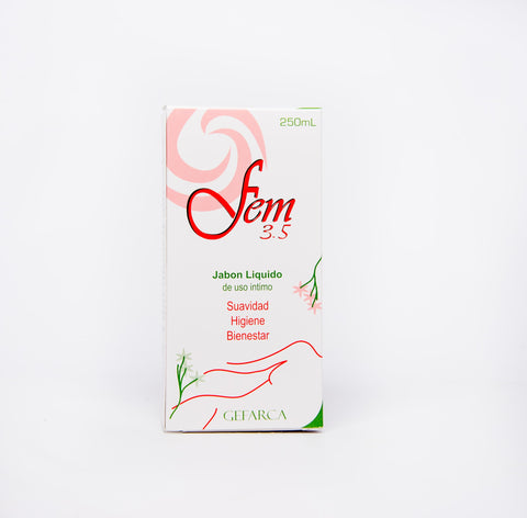 Fem 3.5 intimate soap for femenine wash. softness, hygiene and welfare.