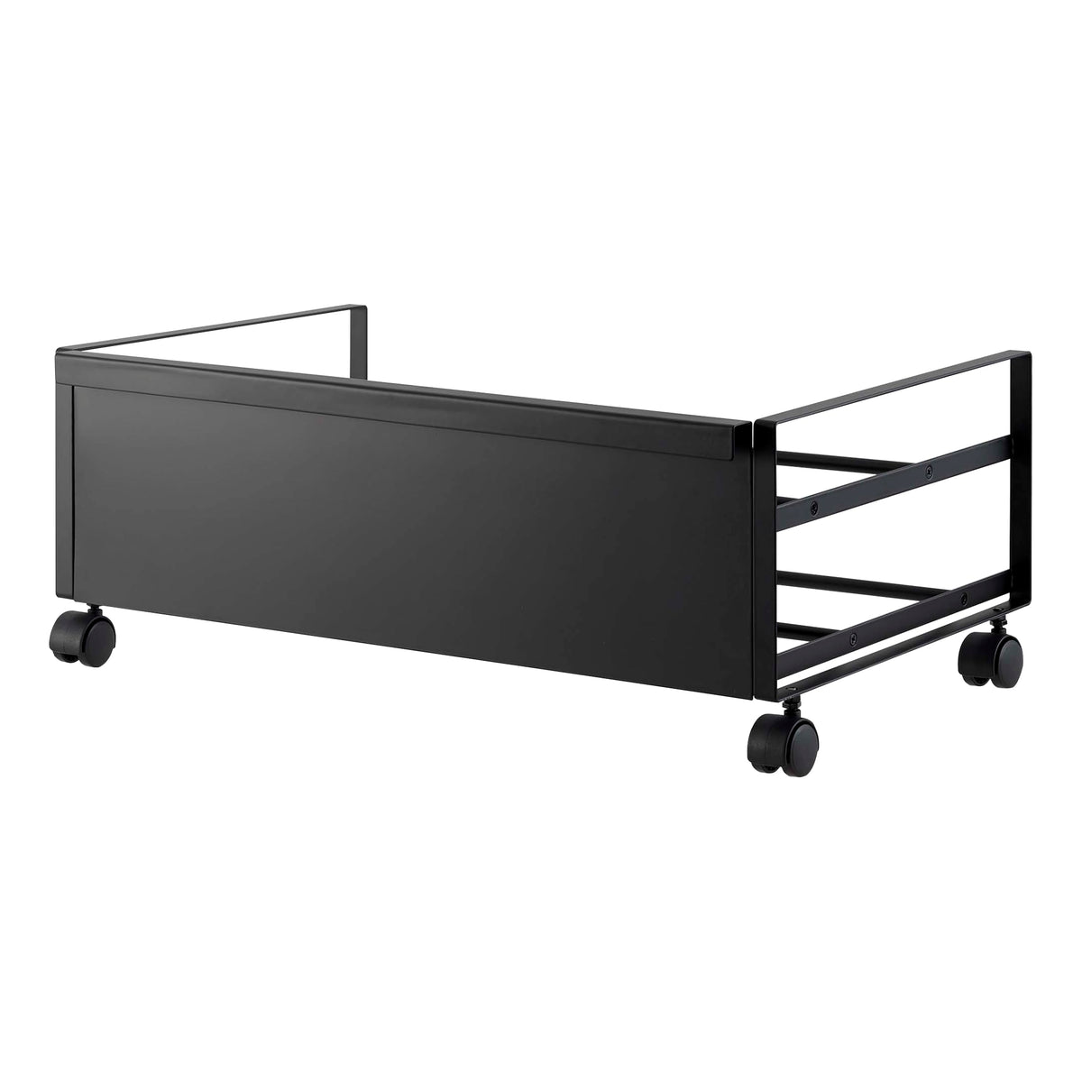 Yamazaki Home, Low-Profile Hidden Storage Rolling Shoe Rack, One Size, Black
