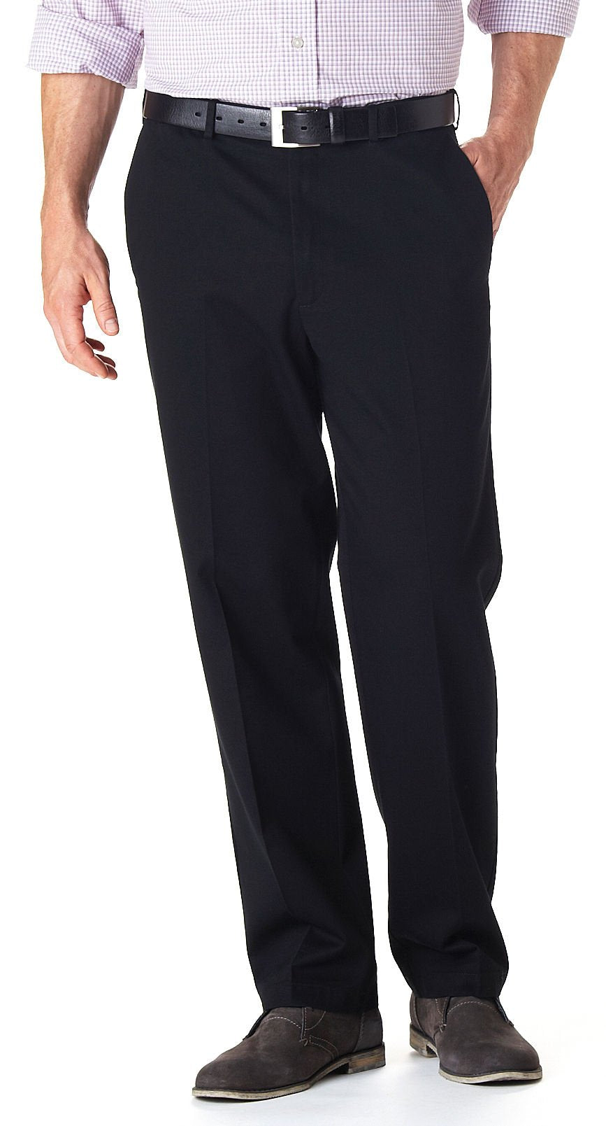 Haggar Work to Weekend Flat Front Men's Pants (36/32, Black)