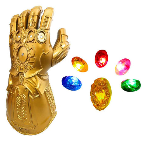 Thanos Gauntlet Thanos Glove for Kids Adults Light Up PVC Thanos Gauntlet Movable Fingers with Removable Magnet Infinity Stones Halloween Christmas Props for Fans