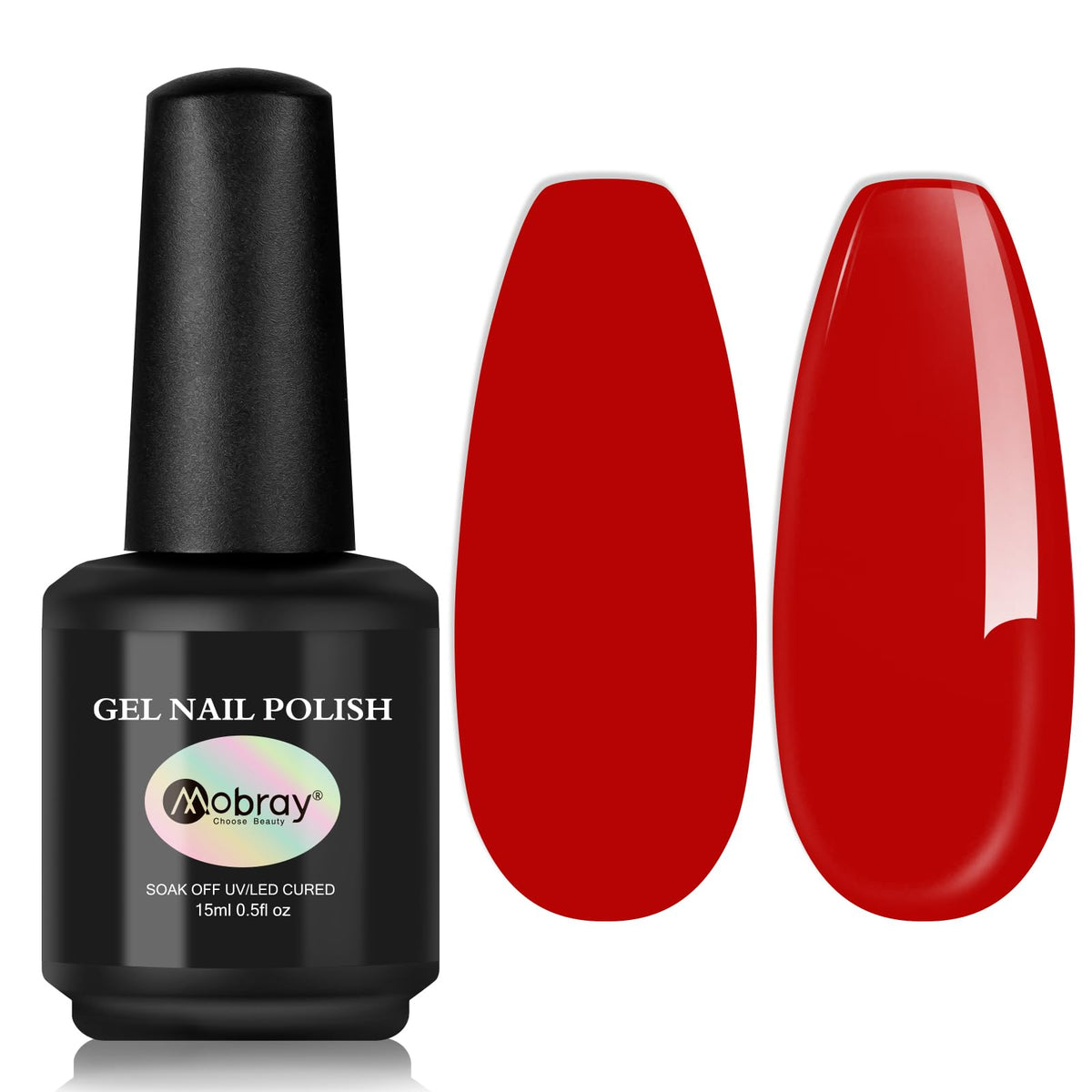 Mobray Gel Nail Polish Red Gel Polish 15ml Bright Red Color Gel 0.5oz Soak off U V LED Gel Nail Varnish Professional Nail Art Manicure DIY for Women CL01