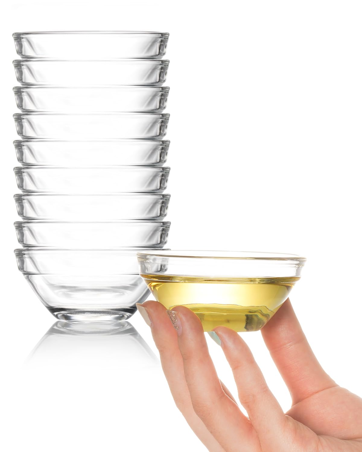 NUTRIUPS Mini Dipping Bowls, 75ml Tiny Glass Bowls, Set of 10 Small Prep Bowl, 3in Sauce Dish, Lead Free Dishwasher Safe