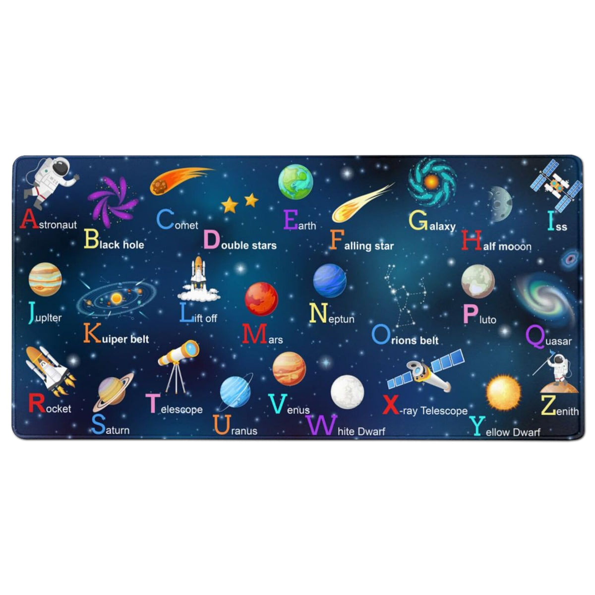 AQQA Extra Large Gaming Mouse Pad with Stitched Edges, Planet Desk Mat 31.5 x 15.7 Inch, Non-Slip Rubber Base Purple Starry Sky Mousepad Colorful Keyboard Mouse Pads for Desk, Gamer, Office