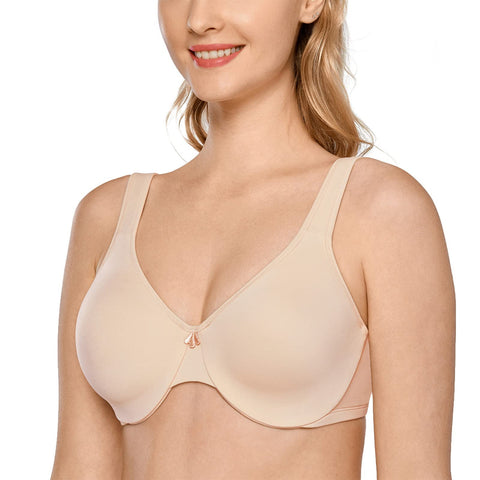 DELIMIRA Women's Minimizer Bra Plus Size Underwire Smooth Full Coverage Seamless Bras Beige 38DD