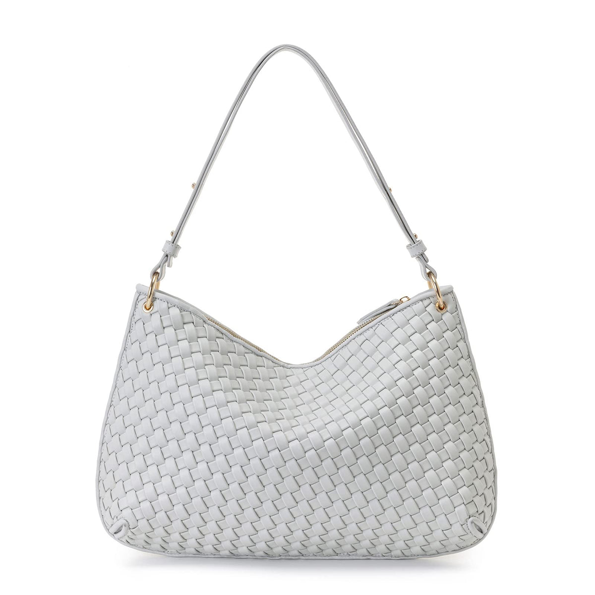 Woven Bag for Women, Small Tote Bag Hobo Bag Fashion Shoulder Bag PU Leather Handmade Woven Purses (White)