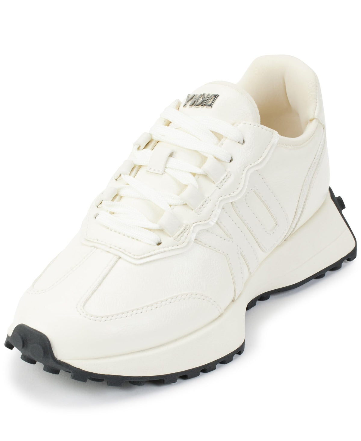 DKNY Women's Needra-Lace Up Everyday Sneaker, Cream, 5