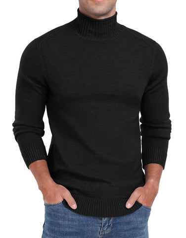 Sailwind Men's Jumpers Turtle Neck Knit Jumper Long Sleeve Causal Sweater Pullover Solid Color Winter Warm Knitwear (Black,S)