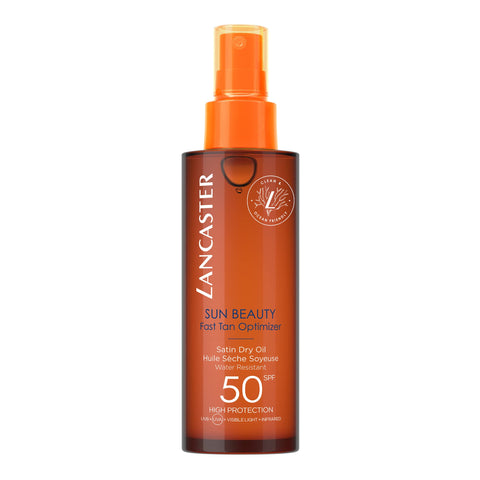 Lancaster Sun Beauty Fast Tan Optimizer Satin Dry Oil SPF50 150ml, Sunscreen For Body, Broad Spectrum Sun Protection