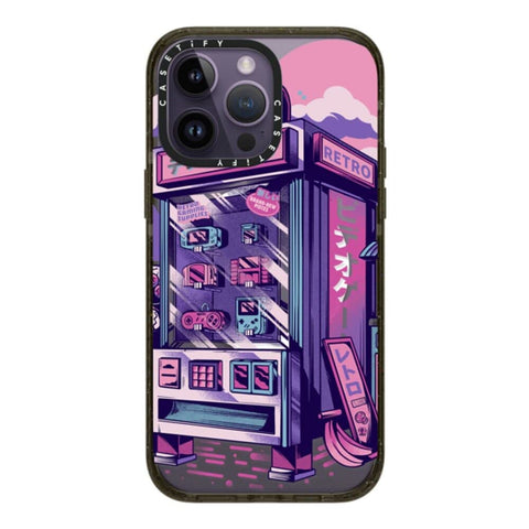 CASETiFY Impact iPhone 14 Pro Max Case [4X Military Grade Drop Tested / 8.2ft Drop Protection/Compatible with Magsafe] - Retro Vending Machine - Glossy Black