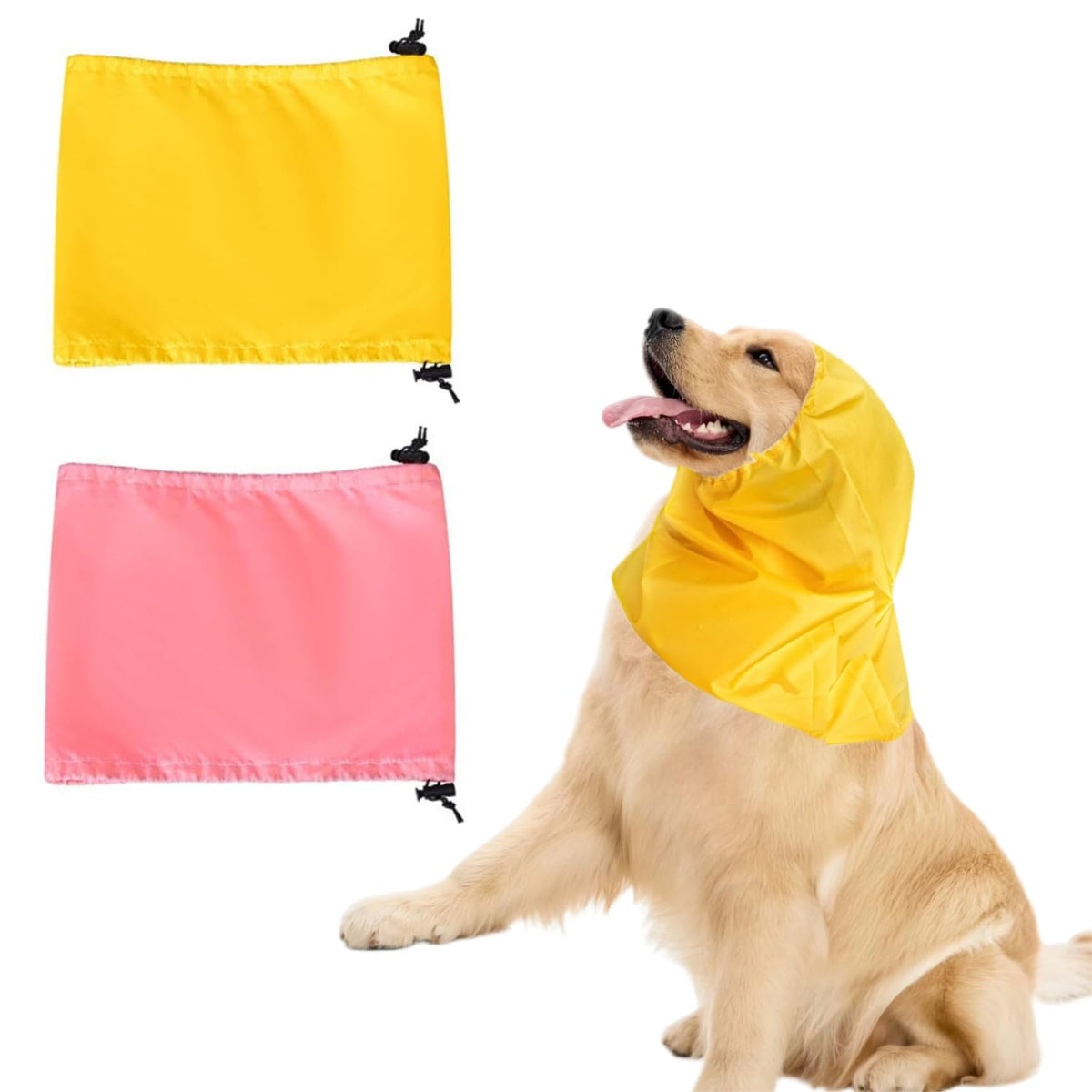 2 Pack Dog Bath Cap Waterproof Dog Snood Rain Hat Ear Protection Shower Cap Dog Ears Headband Dog Ear Covers for Swimming Dog Ear Wrap for Snow Rain (Pink+Yellow)