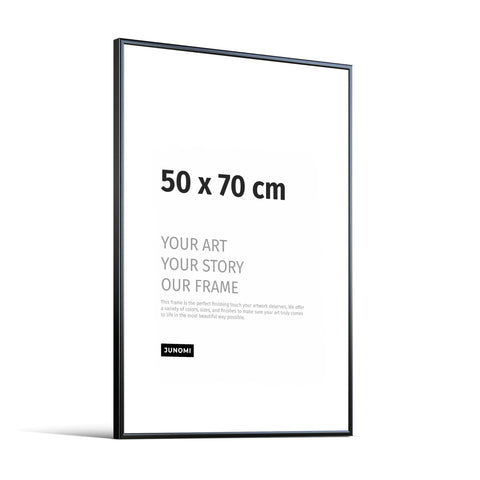 JUNOMI® Picture Frame 50x70 cm Aluminium Colour Black Wall Decoration Metal with Shatterproof Acrylic Glass Picture Frame Metal