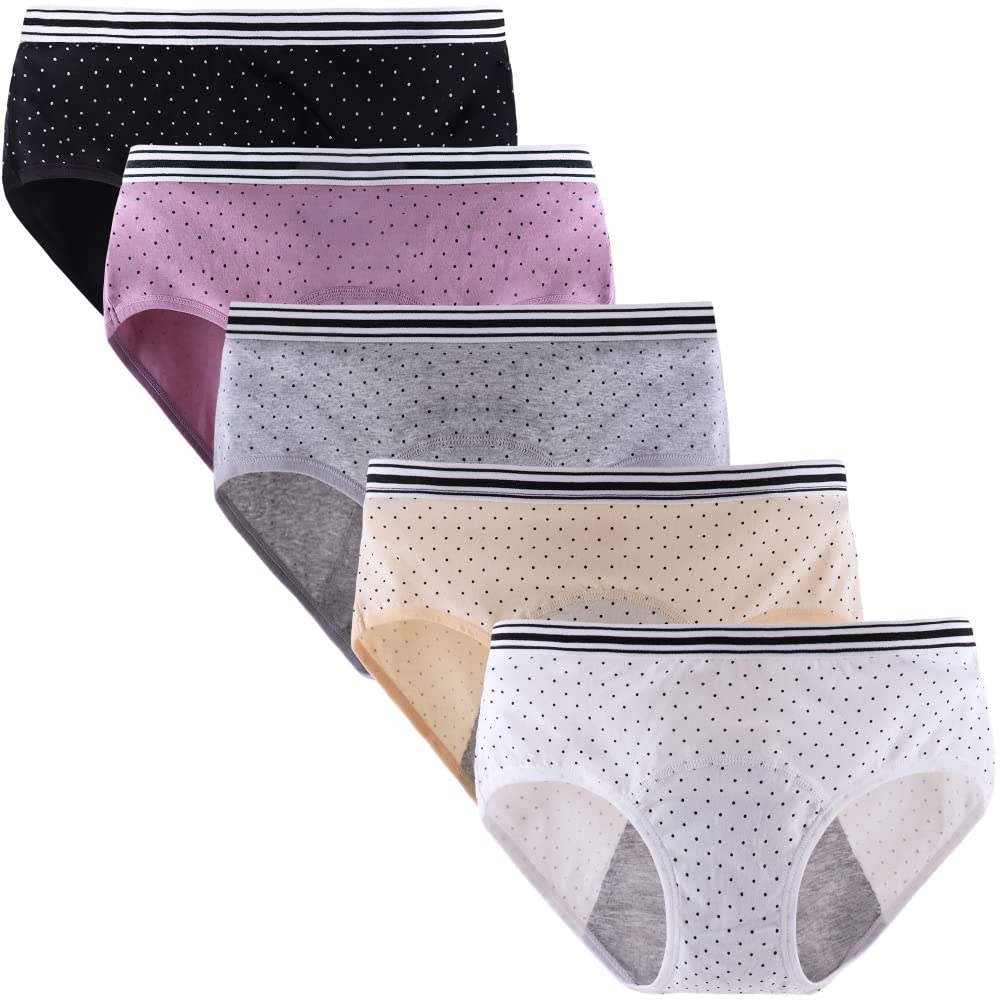 Yintry Teen Girls Menstrual Period Panties Breathable Cotton Underwear Leak Proof Protective Briefs 5 pack