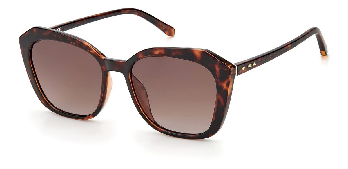 Fossil Women's Female Sunglass Style FOS 3116/S Rectangular, Havana/Brown Gradient, 54mm, 17mm