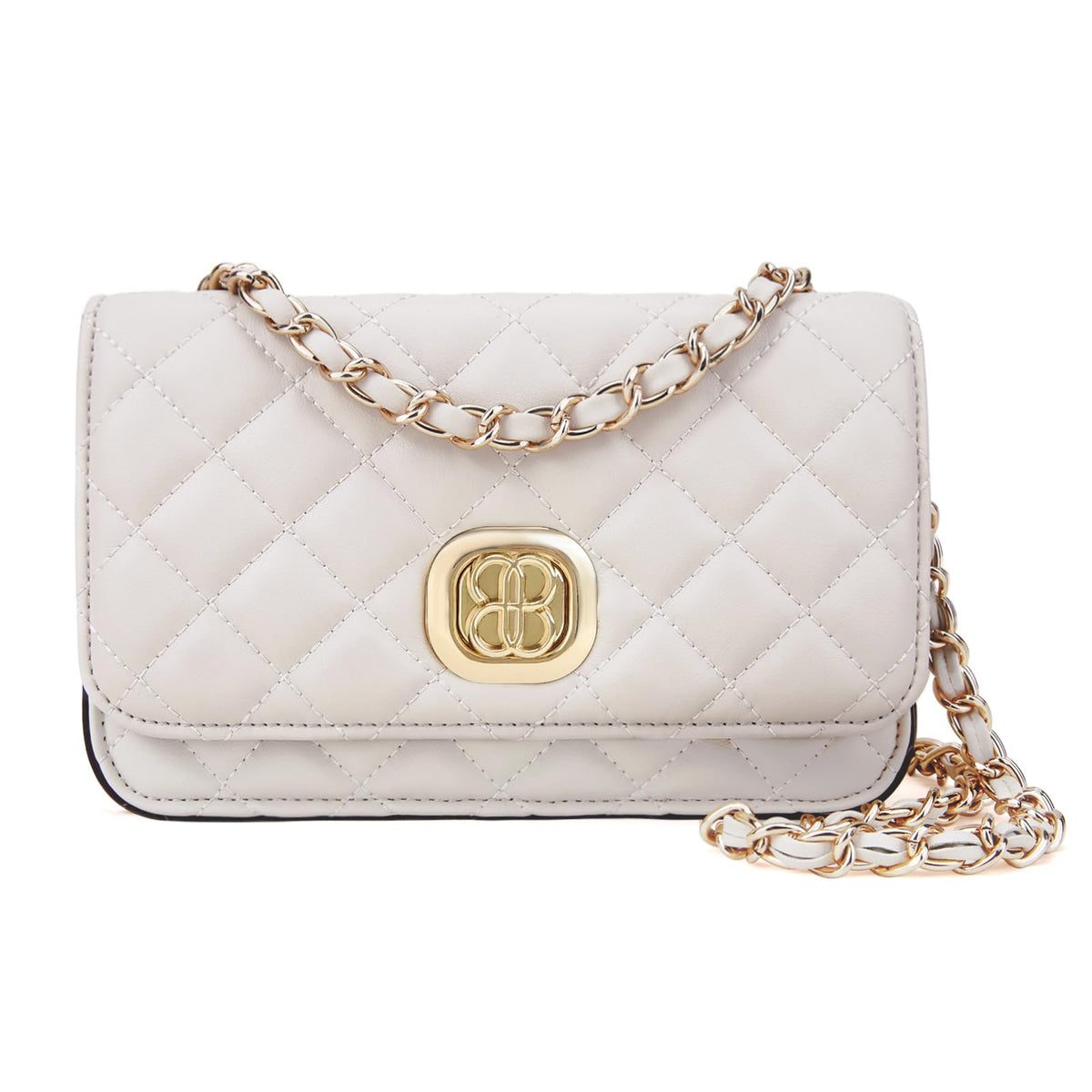 BOYATU Quilted Crossbody Bags for Women: Genuine Leather Purse - Elegant Small Shoulder Handbags - Stylish Clutch Chain Purse, Off-white, S
