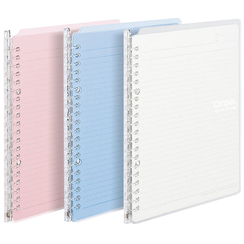 KOKUYO Campus Easy-Carry Slim Binder Smart-Ring B5 26-Ring Set OF 3 (Light Pink, Light Blue & Clear, B5)