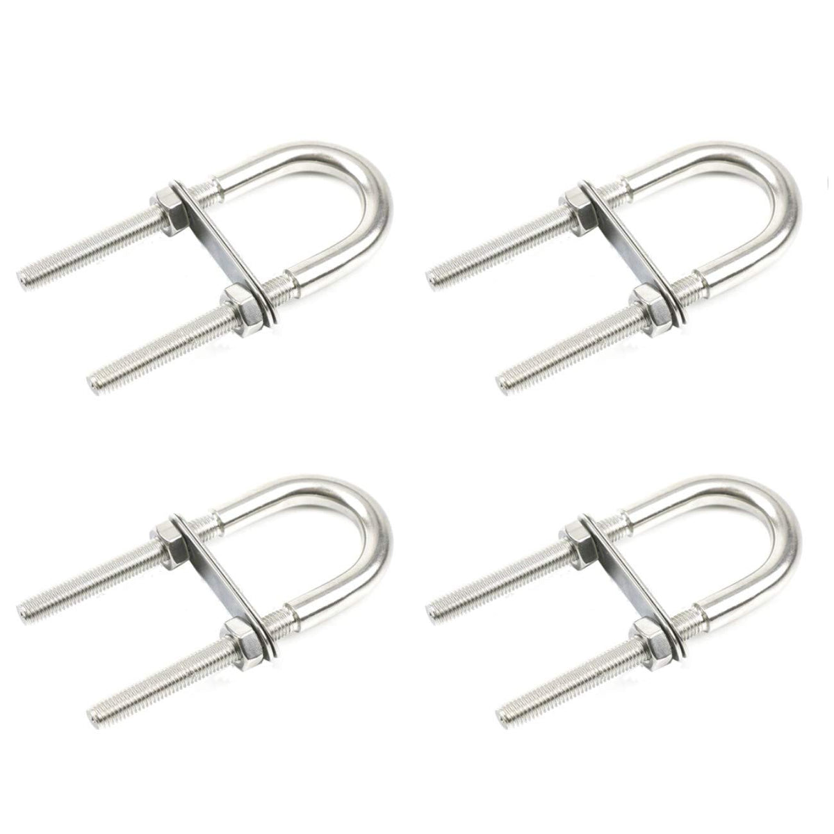 JZK 4 x Stainless Steel U Bolt Set M5x78 Oval Round U-Bolts with nut and Plate for Boat Hardware Automotive