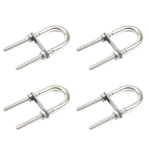 JZK 4 x Stainless Steel U Bolt Set M5x78 Oval Round U-Bolts with nut and Plate for Boat Hardware Automotive