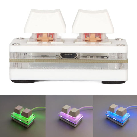 Haofy USB Mini 2 Key Keyboard, Prevent Static Mini Gaming Mechanical Keyboard RGB LED for Finance for Gaming for Industrial Control