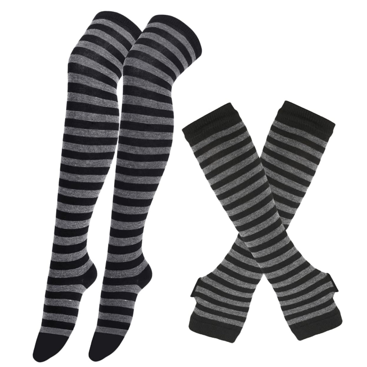 1 Set Striped Glove Stockings Thigh High Socks Stylish Striped Arm Covers Clothing Women High Socks Practical Arm Warmers Women's Tights Washable Polyester and Spandex