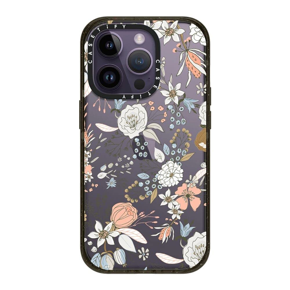 CASETiFY Impact iPhone 14 Pro Case [4X Military Grade Drop Tested / 8.2ft Drop Protection] - Abstract Modern Coral - Glossy Black