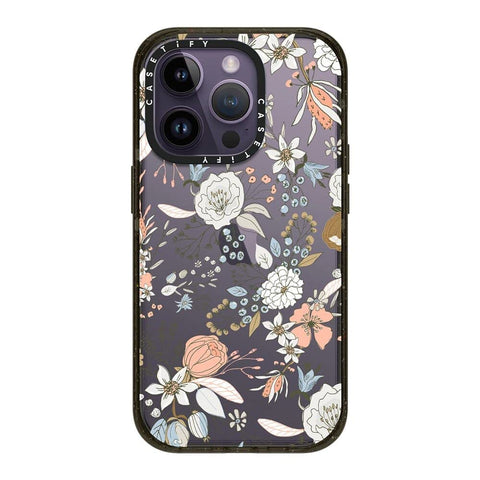 CASETiFY Impact iPhone 14 Pro Case [4X Military Grade Drop Tested / 8.2ft Drop Protection] - Abstract Modern Coral - Glossy Black