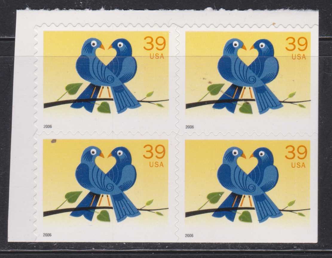 Love Bird 4 X 39Ãƒâ€šÃ‚Â¢ US Postage Stamps