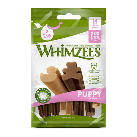 WHIMZEES Puppy Stix, Natural and Grain Free Dog Chews, Puppy Dental Sticks, 14 Pieces, Size XS/S