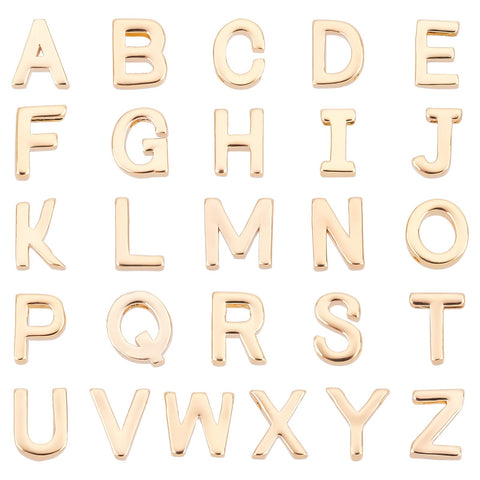PH PandaHall 14K Gold Alphabet Letter Beads 26 A-Z Letter Charms Long-lasting Capital Letter Beads Small Brass Initial Charms Pendants for Meaningful Gift Christmas Bracelet Jewelry Making 7x7mm